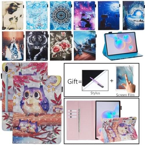 Printed Owl Cat Case for Samsung Galaxy Tab S6 10.5 Inch SM T860 T865 Smart Cover Flip Stand Fundas Case for SM-T865 SM-T860
