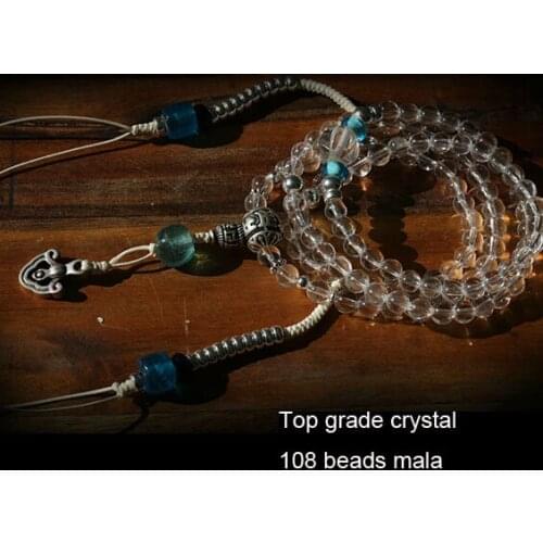 Blessed Crystal Mala Tibetan Designer Mala Top Grade Crystal Rosary Beads Buddhist 108 Prayer Beads Mala