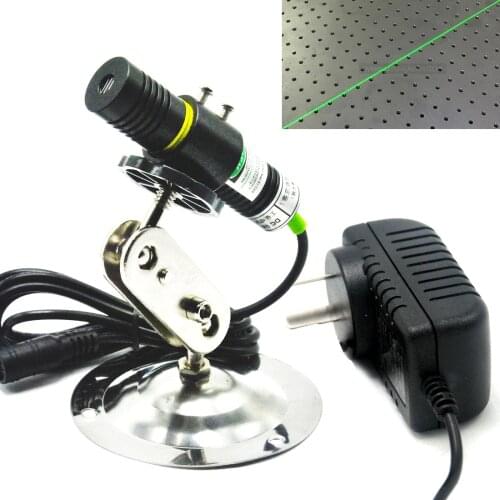 Focusable 532nm 50mw Green Laser Diode Module Line Beam Positioning Lights w 5V Power Adapter & 18mm Heatsink Holder