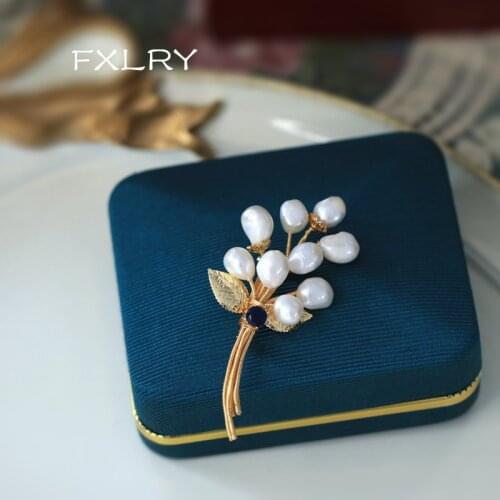 FXLRY Original Handmade Natural Freshwater Pearl Branch Type Brooch Coat Suit Corsage Women Jewelry Accessories