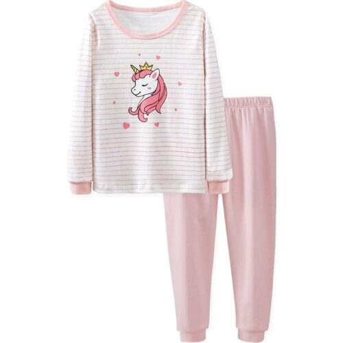 Girls Thermal Underwear Set Winter Kids Autumn Homewear For Kids Cartoon Unicorn Girls Long Johns Childrens Pajamas