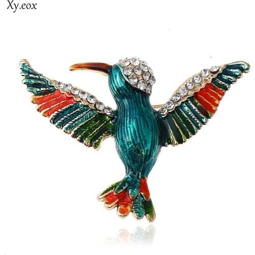 Colorful Glaze Flying Birdie Woodpecker Metal Bird Brooch Pins Dress Pin