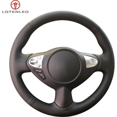 LQTENLEO Black Artificial Leather Car Steering Wheel Cover For Infiniti FX FX35 FX37 FX50 QX70 Nissan 370Z Juke Maxima Sentra