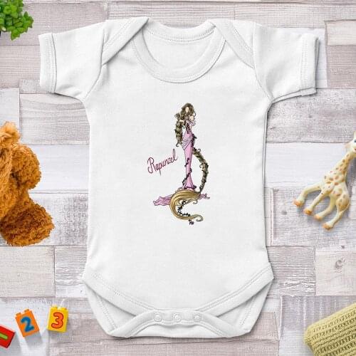 Fashion Toddler Boy Girl Print Summer White Newborn Bodysuits Cute Cartoon Princess Baby Clothes Short Hot Sales 0-24M