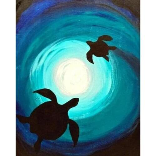 DIY Digital Painting By Numbers swirl turtle oil painting mural Kits Coloring Wall Art Picture Gift frameless