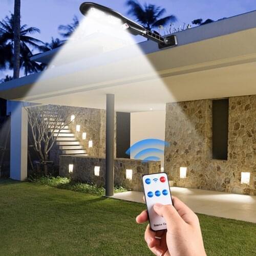 Solar Remote Control COB Wall Light Street Lamp Motion Sensor Built in Long Battery Life Outdoor Power Sunlight Waterproof IP66