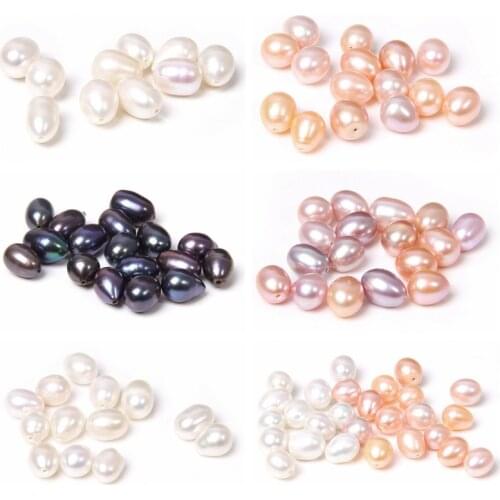 Natural Freshwater Half Hole Pearls Bead Rice Pearl Perforated Loose Beads For Jewelry Making DIY Stud Earrings Accessories Gift