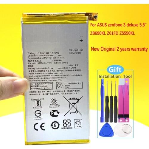 New Original C11P1603 3480mAh Battery For ASUS ZenFone 3 Deluxe 5.5" ZB690KL ZS550KL Z01FD Phone