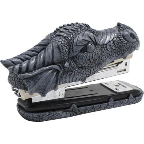 Novelty Resin Dragon Head Stapler Portable Book Paper Stapling Manual Staplers Office School Supplies