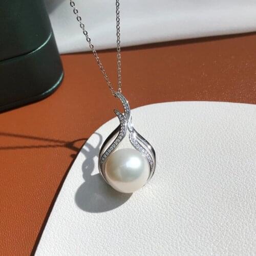 European Style 925 Sterling Silver Pendant Base Settings Mountings Findings Parts for Pearl Crystal Jade Agate Beads Stones