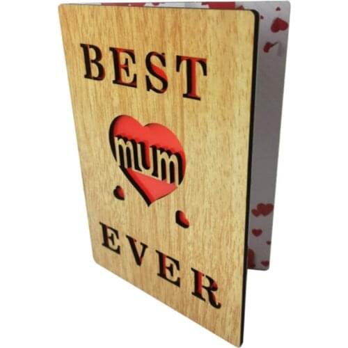 Mothers Day Card-Mum Birthday Card -Best Mum Ever Wooden Card for Mum - Gifts for Her
