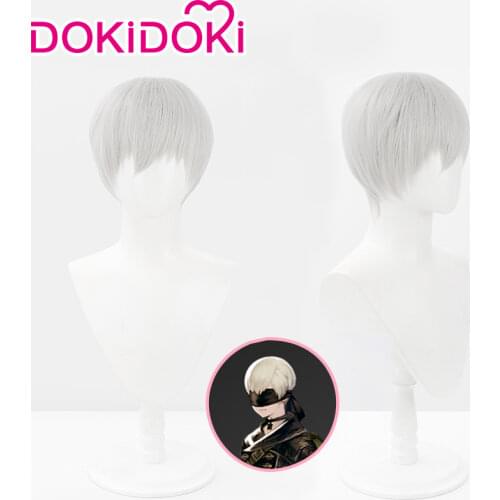 DokiDoki Game Cosplay Wig NieR:Automata 9S Cosplay Wig YoRHa No. 9 Type S Men Short White Silver Heat Resistant Hair 9S Wigs