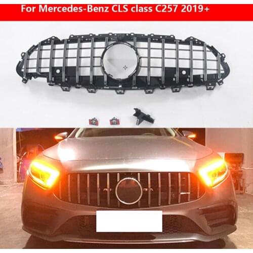 Silver Black Car styling Middle Bumper grille for Mercedes Benz CLS class C257 2019+ ABS plastic front grill GT vertical bar