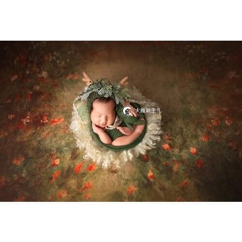 Christmas Newborn forest style wool felt elkhorn berry greenphotography hat wrap props combination studio shooting creative prop