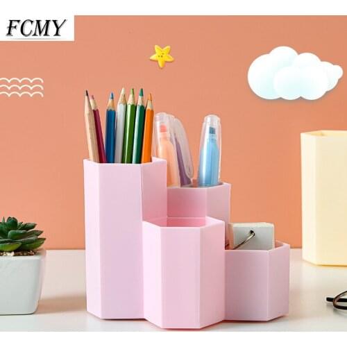 Hexagon Pen Holder Multifunctional Desktop Organizer Stationery Pens Holder Storage Case Box Office Accessories Organizer Desk