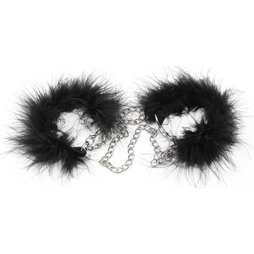 Bound Hands And Feet Short Feathers Small Handcuffs Feathers Black Sex Toys