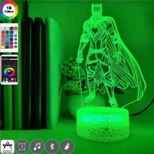 Marvel LED 3D Light Hero Black Panther Figure LED Night Light Mutilcolor 3D Desk Lamp Model Toys for Kids Christmas Gifts