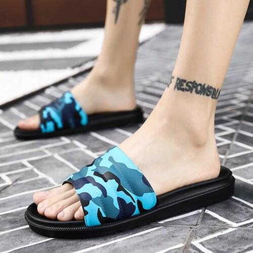 Camouflage Blue 2021 Men Summer Slippers Outdoor Lightweight Non-Slip Fashion Men Slippers Comfortable Slides Men chausson homme