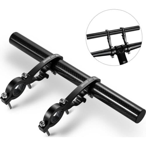 25CM Bicycle Carbon Tube Handlebar Extender GPS Computer Double Clamp Alloy Bracket Handlebar Extension Bike Light