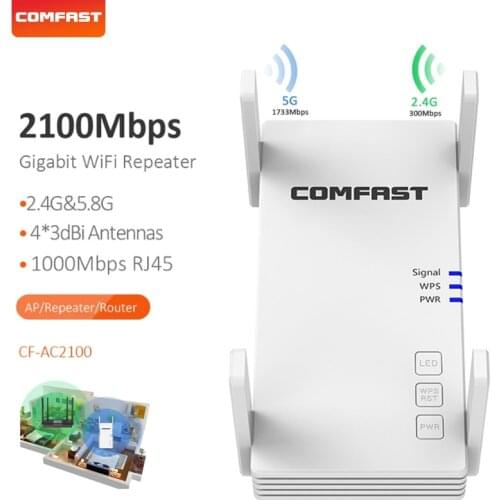 WIFI Extender 5GWIFI Repeater 2100Mbps wireless router range amplifier wireless wifi signal booster dual band antenna with WPS