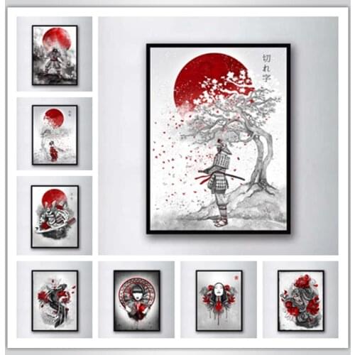 Japanese Bushido Samurai diamond painting full square round drill mosaic puzzle picture of rhinestones kits wall painting