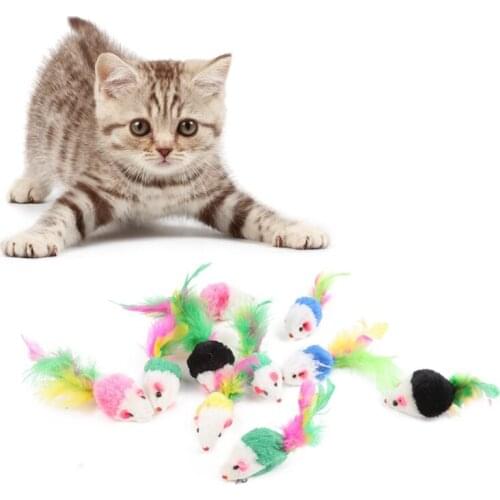 Cat Funny Toys Mini False Mouse Pet Cat Toys Playing Toys For Cats with Colorful Feather Plush Mini Mouse Toy Pet Supplies 10pcs