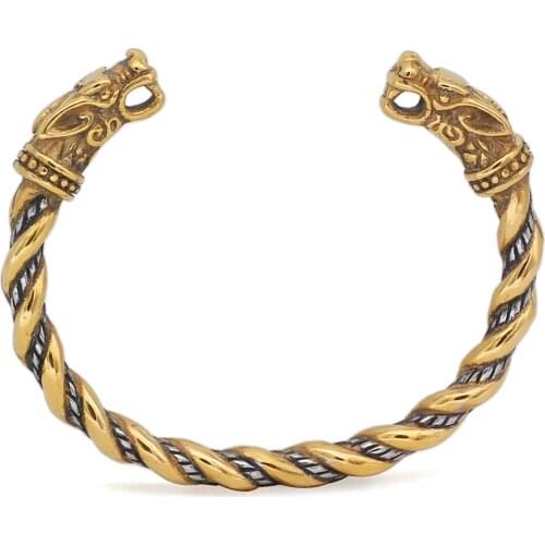 Viking Wolf Bangle Stainless steel Nordic Jewelry For Men Amulet Cuff Bracelet With Viking Gift Bag