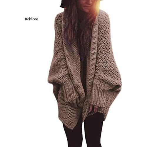 Winter Sweaters Cardigans for Women Oversize Batwing Sleeve Sweaters Long Cardigan Female Knitted Clothes Women Jackets