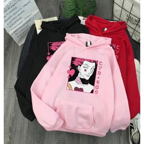 Hisoka morow - Hunter x Hunter Winter Hoodies Loose Sweatshirt Woman Harajuku Kawaii Letter Long Sleeve Pullover White Oversized