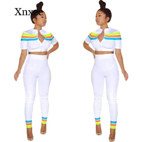 Winter Women Sets Striped Print Full Sleeve Top Pants Suits Two Piece Set Casual Tracksuits Fitness Outfits Sporty rainbow sport