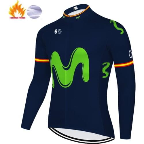 Ropa ciclismo invierno movistar cycling jersey long sleeve winter thermal fleece Bike Bicycle Shirt jersey ciclismo hombre