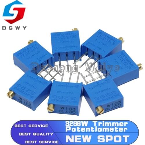 10Pcs 3296W 3296 50 100 200 500 ohm 1K 2K 5K 10K 20K 50K 100K 200K 500K 1M ohm 103 100R 200R 500R Trimpot Trimmer Potentiometer