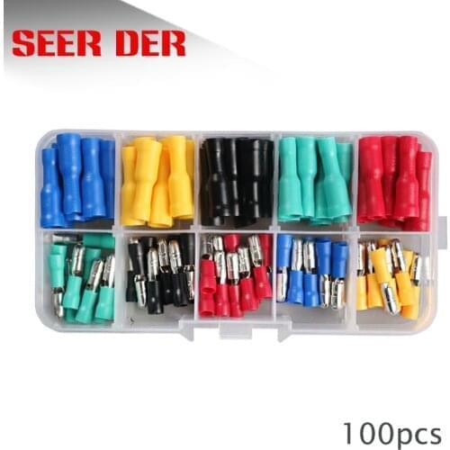 100PCS Fully Female&Male insulated bullet terminals electrical crimp wire connector FRD1.25-156 MPD1.25-156