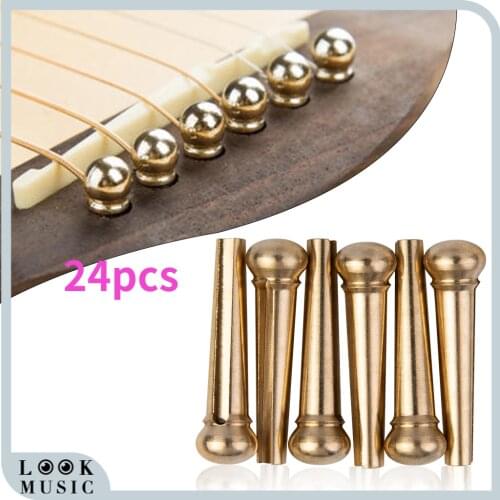 24pcs Bridge Pins Acoustic Guitar Bridge Pins Gilding Acoustic Pins For Acoustic Guitar Bridge Pin String End Pin Brass