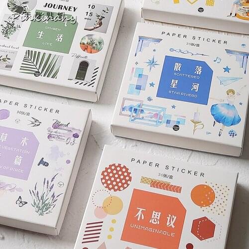30 Sheets/Box Kawaii journey Life Series Cute Sticker Custom Stickers Diary Stationary Flakes Scrapbook DIY Decorative Stickers