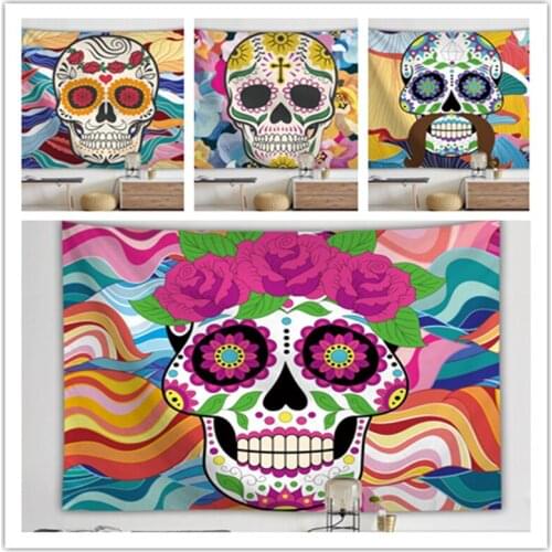 3D cartoon tapestry fancy Abstract horror skull background wall tapestry beach towel outdoor carpet Yoga Mat Skull rug gift C423