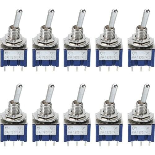 5pcs/10pcs MTS-202 DPDT Switch 6A 125V AC 6-Pin ON-ON Mini Toggle Switches 31*13*12mm For Switching Lights Motors Mayitr