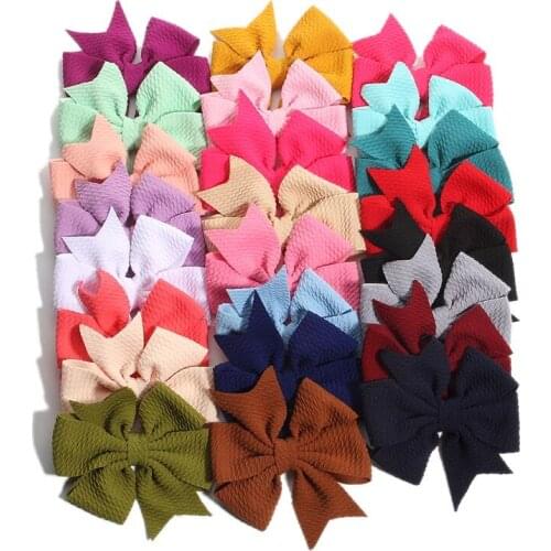 6Pcs 9CM 3.5" Seersucker Waffle Hair Bows For Hair Clips Baby Girls Hair Accessories Bow Knot Boutique Head Wear For Headbands
