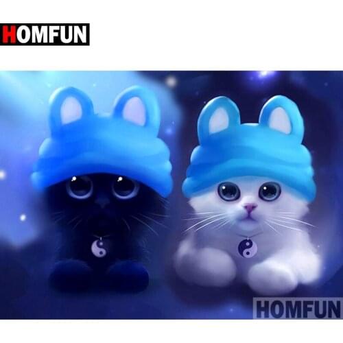HOMFUN Full Square/Round Drill 5D DIY Diamond Painting "Cartoon cat" Embroidery Cross Stitch 3D Home Decor A10980