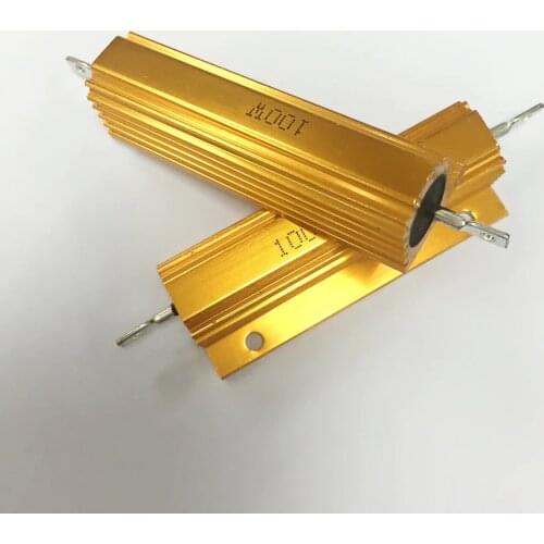 RX24 100W Watt Power Metal Shell Aluminium Gold Resistor 1R 2R 3R 4R 5R 6R 8R 10R 15R 20R 30R 40R 50R 100R 200R 220R