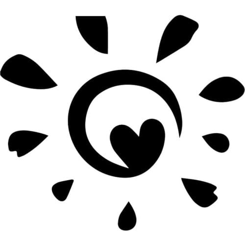 Car Sticker Sun Heart Creative PVC Decal Window Decoration Accessories Art Car Sticker Waterproof Black/White,16cm*15cm