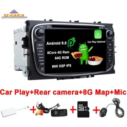 Car Multimedia player Android 9.0 Car GPS Car Play FORD Focus Mondeo S-MAX C-MAX Galaxy Wifi 3G Bluetooth Car radio Stereo audio