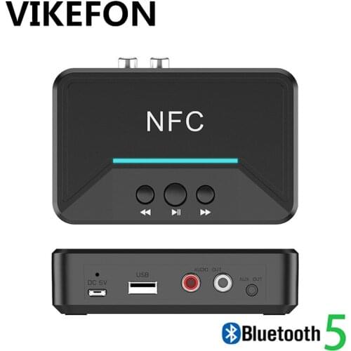 Bluetooth 5.0 RCA Audio Receiver Smart NFC A2DP AUX 3.5MM Jack Wireless Adapter Support USB Play For CAR Home Speaker Headphone