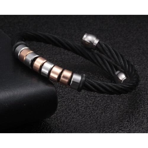 High quality Men Women Stainless Steel Chain Link Cuff Sporty Bracelets Jewelry Charm Strand Beads Bangles