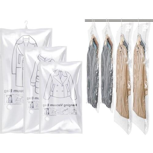 Hanging Organizers Vacuum Storage Bags,Anti-Dust Storage Closet/Bedroom Organizer,Space Saver Zip Bags for Wardrobe,Suits,Dress