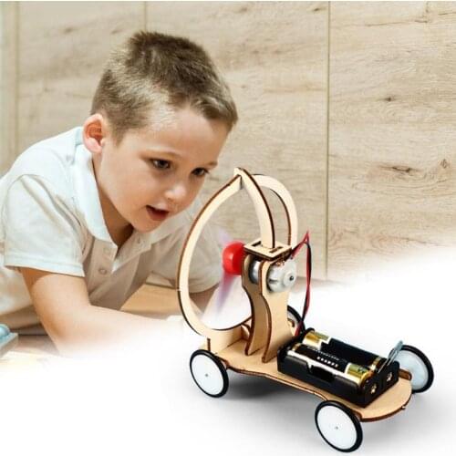 DIY Electric Wind Car Toys Kids Students Physical Science Experiments Learn Kit Interest Training Intelligence Development