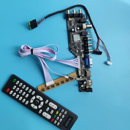Kit For N140BGE-L43/N140BGE-L23 DVB-T remote 1366X768 WLED TV LVDS USB AV VGA LED HDMI-compatible digital controller board 14"