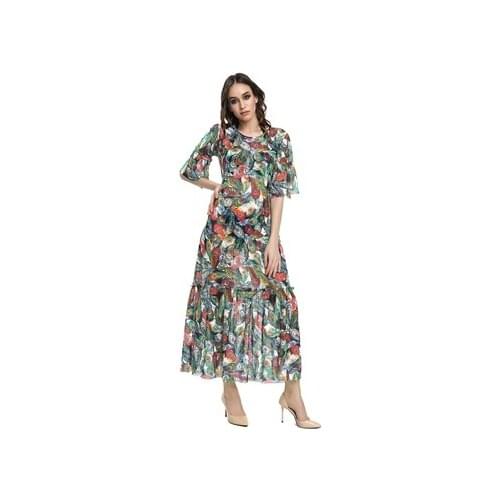 Muslim KaftanTesettür On Patterned Kaftan Pareo