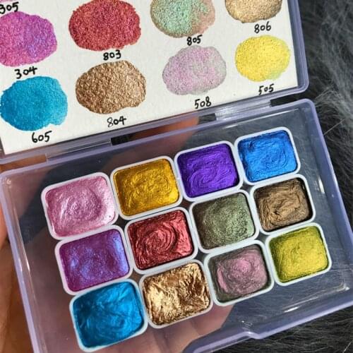 Pearl Watercolor Subpackage Manicure Painting Nail Art Retro Earth Color for Beginner Solid Watercolor Pigment 8/12 Color Set