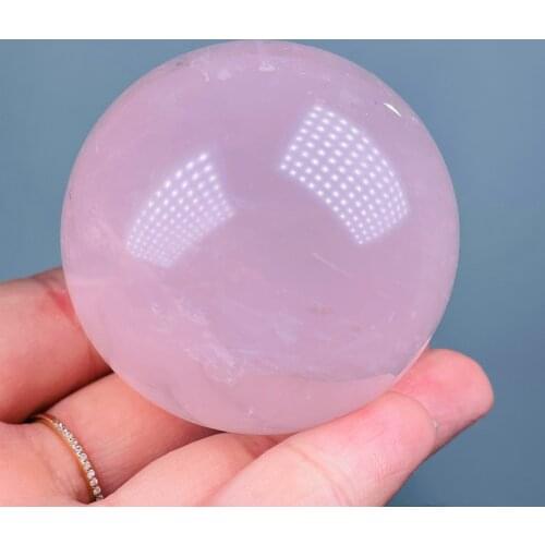 Natural Pink Rose Quartz Crystal Healing Ball Decor + Stand